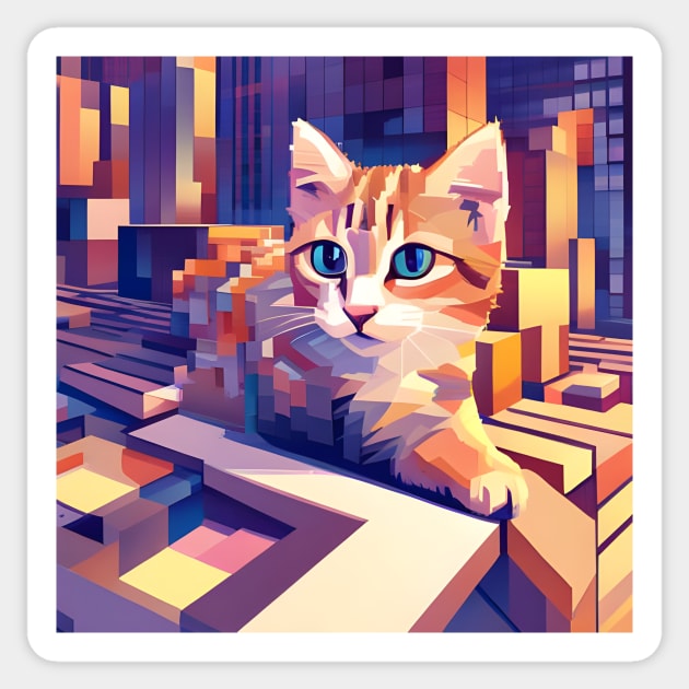 Square Pixel Kitten Sticker by SmartPufferFish